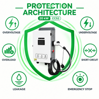 Borne de Recharge Publique 20kW CCS2 à Pistolet Unique OCPP 1.6J Écran Tactile IP54 pour Hôtels et Appartements avec Compteur d'Énergie, Facturation à Distance 4G et NFC