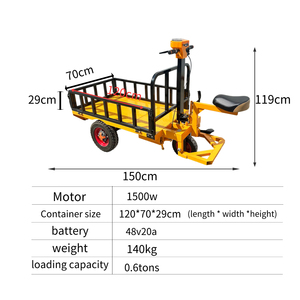 तीन पहिया कार्गो हैंडलिंग गाड़ी के साथ भारी शुल्क इलेक्ट्रिक प्लेटफॉर्म ट्रॉली के साथ भारी शुल्क इलेक्ट्रिक प्लेटफॉर्म ट्रॉली - Product Image 5