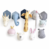 Juego de Decoración de Pared con Cabezas de Animales de Fieltro Hechas a Mano, Decoración Colgante 3D para Cuarto de Niños