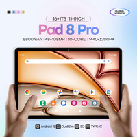 Tablet PC Profesional Pad 8 Pro de 11 Pulgadas, Nueva, con Procesador MTK Octa Core, Android 15, 16GB de Memoria, Conectividad 5G/Wi-Fi/GSM