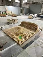 Vente en gros de panneau mural ondulé en bois sculpté 3D personnalisé pour villas