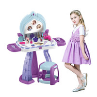 Ensemble de coiffeuse pour enfants 37 pièces, table de maquillage pour filles avec projection de lumière, musique et bouton tactile, jeu d'imitation princesse