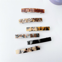 Barrettes à cheveux en acétate décontractées, grandes, automatiques, longues et fines, motif écaille de tortue, pour femmes et filles, lot de 4