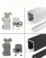 Kit complet d'accessoires de quincaillerie pour porte coulissante pliante de penderie en acier avec rail de suspension à double amortisseur et conception détachable