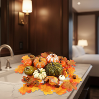 Promotion Halloween 2026 : Ensemble de décorations d'Halloween avec citrouille, feuille d'érable et fruits de chêne artificiels