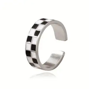 18k镀金立方氧化锆戒指可调开口闪亮锆石宝石铺装可堆叠永恒结婚戒指