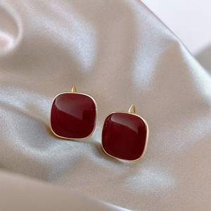 Pendientes chapados en oro de moda coreana para mujer, pendiente de <span class=keywords><strong>aro</strong></span> <span class=keywords><strong>rojo</strong></span> Retro cuadrado geométrico - Product Image 2