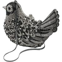 Sac de soirée élégant pour femme, design oiseau, pochette en strass, sac à main scintillant pour mariages et fêtes, en métal et PU