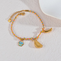 Vente chaude Océan Style Étanche En Acier Inoxydable Lune Étoile Coeur Charmes Bracelets De Mode À La Main Coloré Tresse Cordon Bracelets