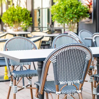 Chaise de bistrot empilable en rotin tressé pour patio, style Paris, en bambou, pour salle à manger, mobilier d'extérieur moderne