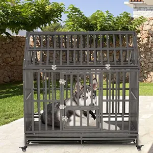 Capanna a forma di cane pesante gabbia per cani gabbia per animali domestici doppia porta canile e casse per cani di piccole dimensioni