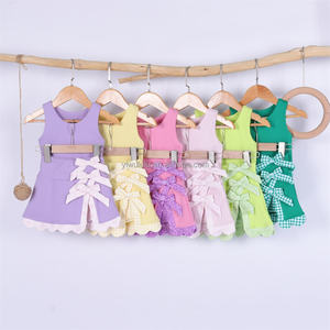 <strong>Girls</strong> Sweet Yoga Sleeveless Tank Skirt Set Bow Decor Built in Shorts Fashion Casual Fast Shipping Customizable - Product Image 3