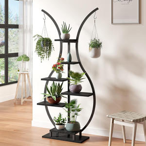 Porte-plantes d'intérieur moderne à 6 couches en bois massif en forme de <span class=keywords><strong>vase</strong></span> à double crochet pour pot à fleurs multiples rangement à domicile pour le salon en métal - Product Image 6