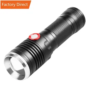 LED铝合金手电筒多功能强光充电手电筒家用远程手电筒
