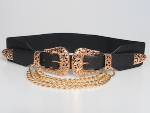 <span class=keywords><strong>Ceinture</strong></span> élastique en cuivre à double boucle pour <span class=keywords><strong>femme</strong></span>, idéale pour les robes, <span class=keywords><strong>ceinture</strong></span> décorative punk tendance pour ajuster la <span class=keywords><strong>taille</strong></span> - Product Image 4