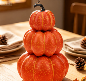 Juego de Decoración Interior de Calabazas Apilables Multicolores de Plástico para Halloween y Acción de Gracias de <span class=keywords><strong>Mubai</strong></span> - Torre de Calabazas de 3 Niveles - Product Image 5