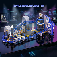 Ensemble de construction de montagnes russes spatiales sur le thème de la galaxie interstellaire, piste 3D, base de lancement de fusées aérospatiales, incluant un navette spatiale et un planeur