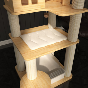 Tour à <span class=keywords><strong>chat</strong></span> en bois écologique sur mesure en gros, arbre à <span class=keywords><strong>chat</strong></span> multi-niveaux, condo et poteaux à gratter pour chatons - Product Image 3