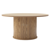 Table basse ronde en bois moderne avec étagère inférieure, design minimaliste, meubles de salon faits à la main