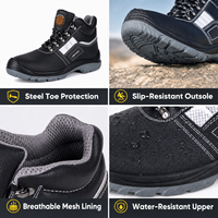 Sepatu Kerja Kulit Anti-Selip Anti-Tusuk Anti-Statik Berujung Baja Aimvvsec Unisex Mid Cut untuk Pabrik