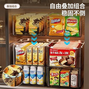 Fridge Organizer Rectangular Transparent Plastic Storage <b>Basket</b> With Handle For Kitchen Food Snack Organization - Product Image 3