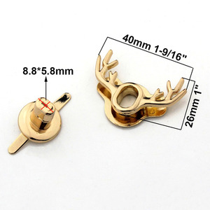 Chiusura a Forma di Cervo Dorato Cloxy con Chiusura a Torsione per <span class=keywords><strong>Borse</strong></span>, Borsette in Pelle, Decorazione per <span class=keywords><strong>Borse</strong></span> da Donna, Accessori Metallici Fai-da-Te - Product Image 2