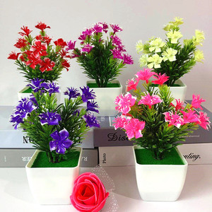 Plantes artificielles en pot Qi Xing, ensemble de fleurs en plastique de 18 cm, décoration d'intérieur - Product Image 2