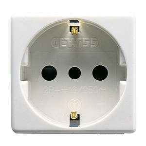 Prise murale Gewiss 2P+T 16A 250V, mise à la terre standard, plastique blanc - Product Image 1