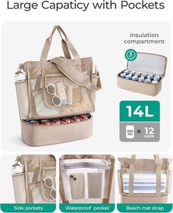 Best-seller Sac fourre-tout de plage <span class=keywords><strong>en</strong></span> maille résistant au sable 2 <span class=keywords><strong>en</strong></span> 1 avec sac isotherme Sac à bandoulière étanche pour <span class=keywords><strong>les</strong></span> femmes Swim Beach Vacation - Product Image 2