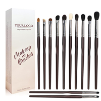 Ensemble de 12 pinceaux de maquillage pour les yeux de haute qualité, en aluminium, avec poils naturels, étiquette privée, vente en gros, luxe, voyage