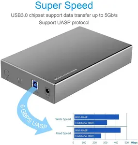 USB 3.0 to SATA best 3.5 external hard drive enclosure Aluminum Case for 3.5inch HDD SSD up to 12TB Drives