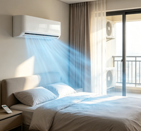 Climatiseur hybride photovoltaïque renouvelable vert hors réseau alimenté par batterie solaire R32 avec télécommande et déshumidification silencieuse