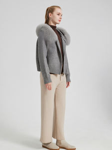 <span class=keywords><strong>Cardigan</strong></span> con colletto in vera <span class=keywords><strong>pelliccia</strong></span> QC24048 <span class=keywords><strong>Cardigan</strong></span> maglione <span class=keywords><strong>pelliccia</strong></span> - Product Image 3
