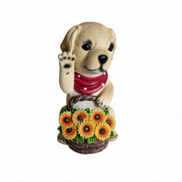 Maßgefertigte Tier-Skulptur aus Kunstharz, Polyresin-Statue für Haus und Garten, LED-Solar-Gartenskulptur mit Licht, Solar-Außendekoration Hund