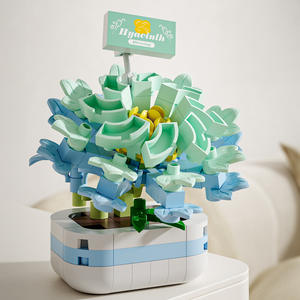 Micro-particules compatibles pour blocs de construction DIY, fleur éternelle en pot, plante succulente, décoration de salon, artificielle, pour bureau - Product Image 5