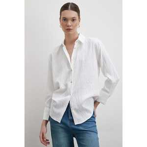 Camisa de Lino con Botones para Mujer, Blanca, Estilo Minimalista para el Día a Día, Moda Sencilla - Product Image 5