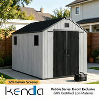 Caseta de Almacenamiento Impermeable KENDA de Resina de 8x12 pies con Sistema de Canaletas, Garantía de 10 Años, Resistente a Tifones de Nivel 11 para Drenaje de Agua de Lluvia