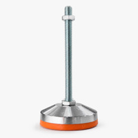 Pieds de support pour équipement industriel D80*M12*L120/150, robustes, antidérapants, galvanisés, avec base en PVC jaune