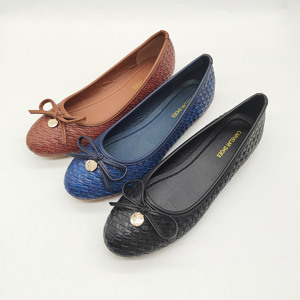 Nouveau Style doux léger tissage motif poupée ballerines dames bout rond nœud Simple tenue décontractée chaussures femmes élastique chaussures plates - Product Image 2