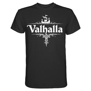 T-Shirt OEM ODM Valhalla, Maglietta con Nave Vichinga, T-Shirt Mitologia Norrena per Uomo e Donna, Regalo di Odino, Design Nordico Minimalista Vichingo - Product Image 5