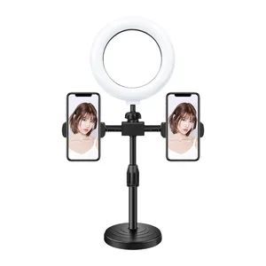 6 Inci Selfie Cincin Cahaya, Monopod Berdiri Dapat Diperpanjang Pemegang Telepon Fleksibel untuk Live Stream Makeup, Meja Mini Stabilizer Telepon