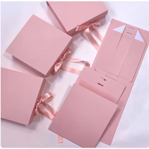 Boîte cadeau rose de luxe personnalisée à faible MOQ, en stock pour livraison rapide, avec fermeture magnétique et ruban, idéale pour les petites entreprises de cosmétiques - Product Image 2