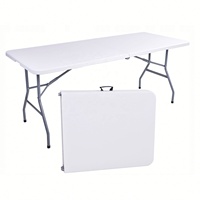 Table de jardin pliante portable à succès, 4/6/8 pieds, en plastique blanc, table de buffet moderne, chaises pour événements hôteliers