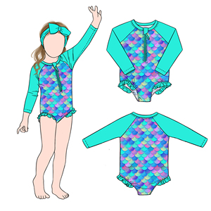 <span class=keywords><strong>Traje</strong></span> <span class=keywords><strong>de</strong></span> <span class=keywords><strong>Baño</strong></span> Little Glow Kid con Estampado <span class=keywords><strong>de</strong></span> Sirena para <span class=keywords><strong>Niñas</strong></span>, con Cierre Frontal y Volantes, <span class=keywords><strong>en</strong></span> Oferta <span class=keywords><strong>de</strong></span> Verano para Bebés y <span class=keywords><strong>Niñas</strong></span> Pequeñas - Product Image 3