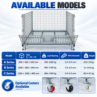 Conteneur en fil métallique empilable en acier galvanisé de 1000 kg de capacité, cage de stockage robuste pour entrepôt, panier en maille ventilé et pliable
