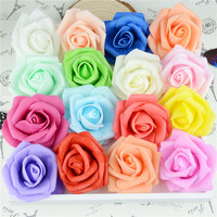 Ensemble de 100 fleurs artificielles en mousse rose faites à la main pour le salon, les meubles et la décoration murale de fleurs de vacances