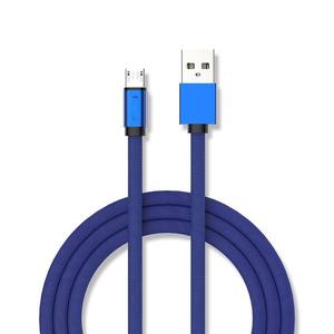 Câble micro USB tressé - câble de 1 m, recouvert de tissu en coton, couleur bleue, idéal pour la charge et la transmission de données. - Product Image 1