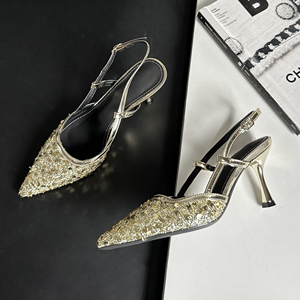 2024 New Fashion Sandals Sequins Pointed Heel Shoes 8.5CM High Shoes Hot <b>Sale</b> - Product Image 3
