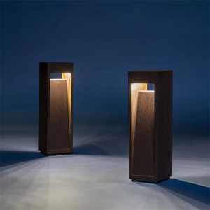 Garden Decorative Art Deco Freestanding Bollard <b>Light</b> Weather-resistant Corten Steel Lamp <b>Post</b> - Product Image 4