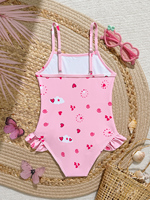 Maillot de bain une pièce pour petites filles, imprimé licorne, ourlet à volants, maillot de bain pour enfants